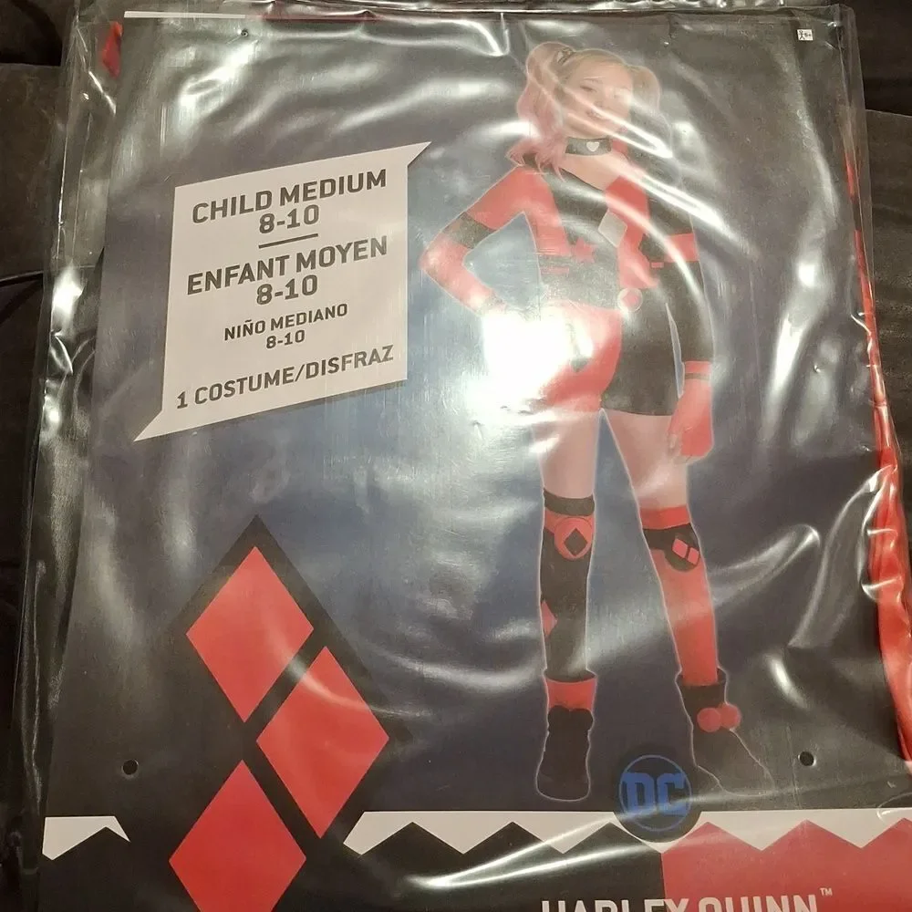 DC Harley Quinn Halloween Costume Romper Cosplay Dress Up Girls NEW